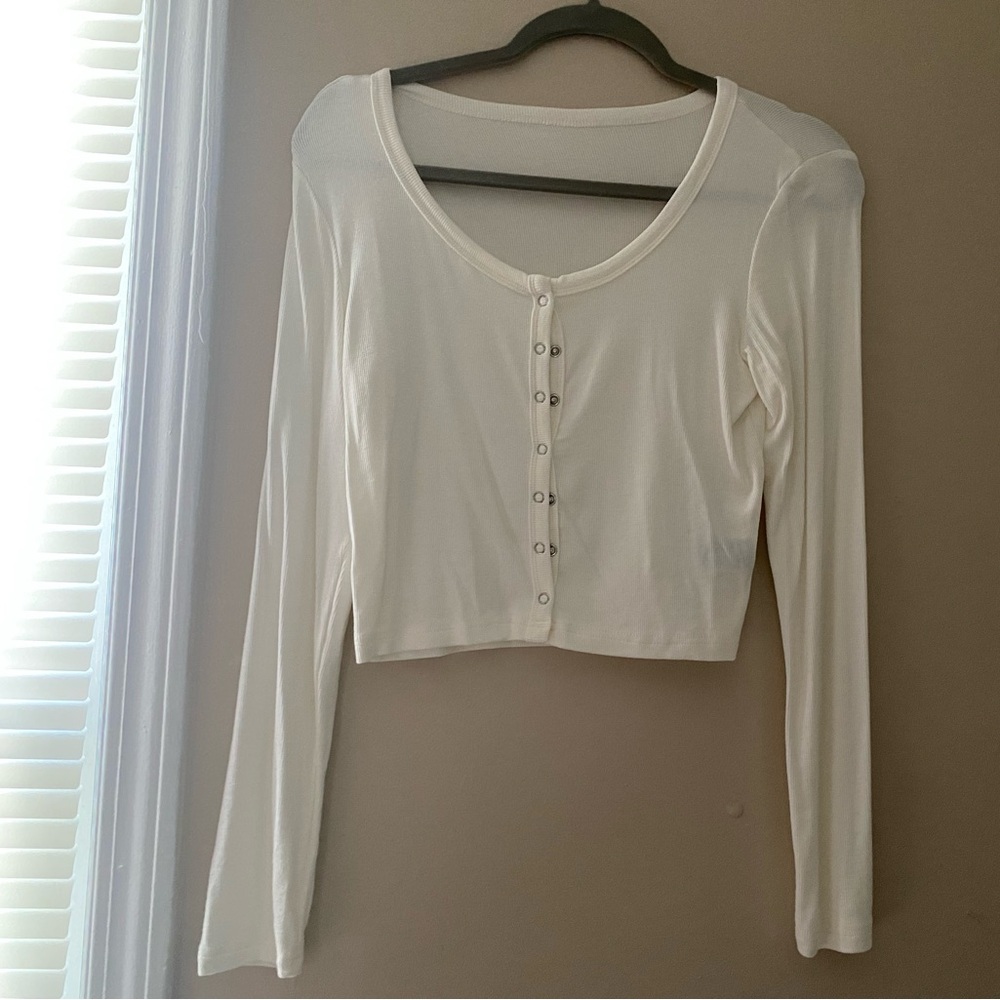 Dazy, Size Xl, All White Button Up Long Sleeve - image 1